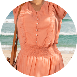 zoom cintura vestido salmao