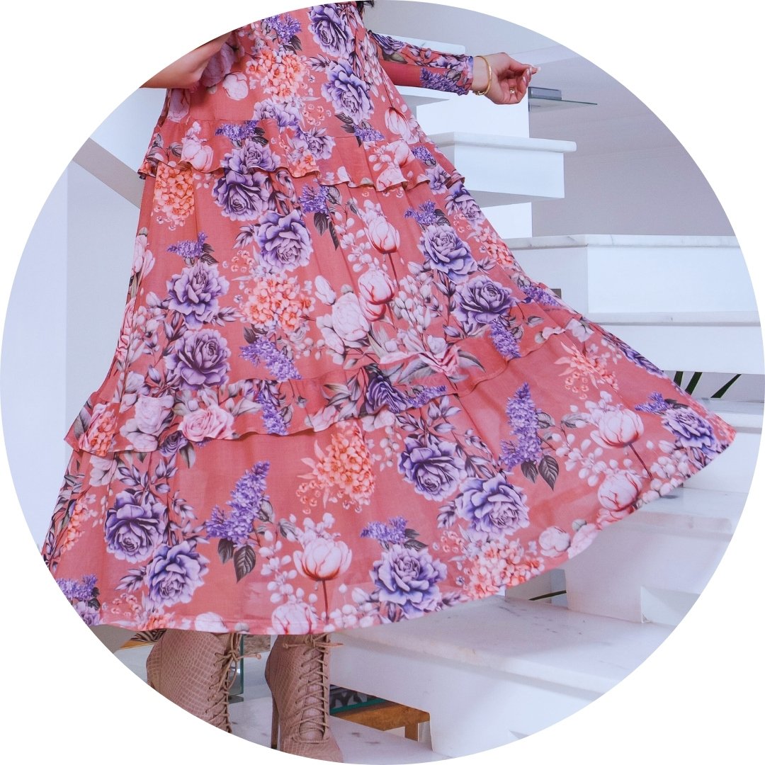 vestido estampa saia