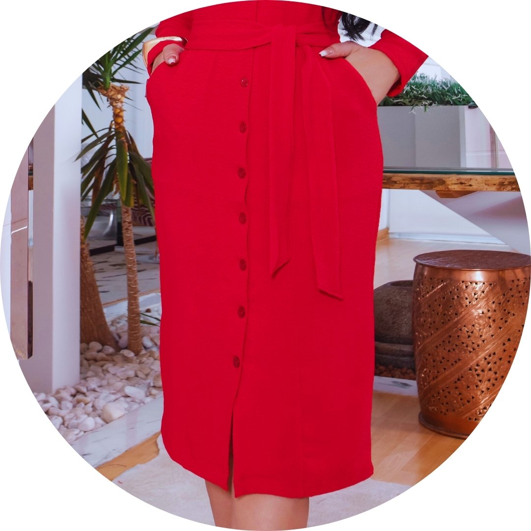 vestido chemise crepe saia