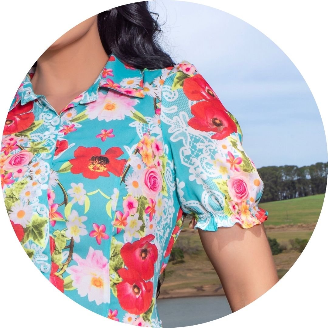 vestido floral manga