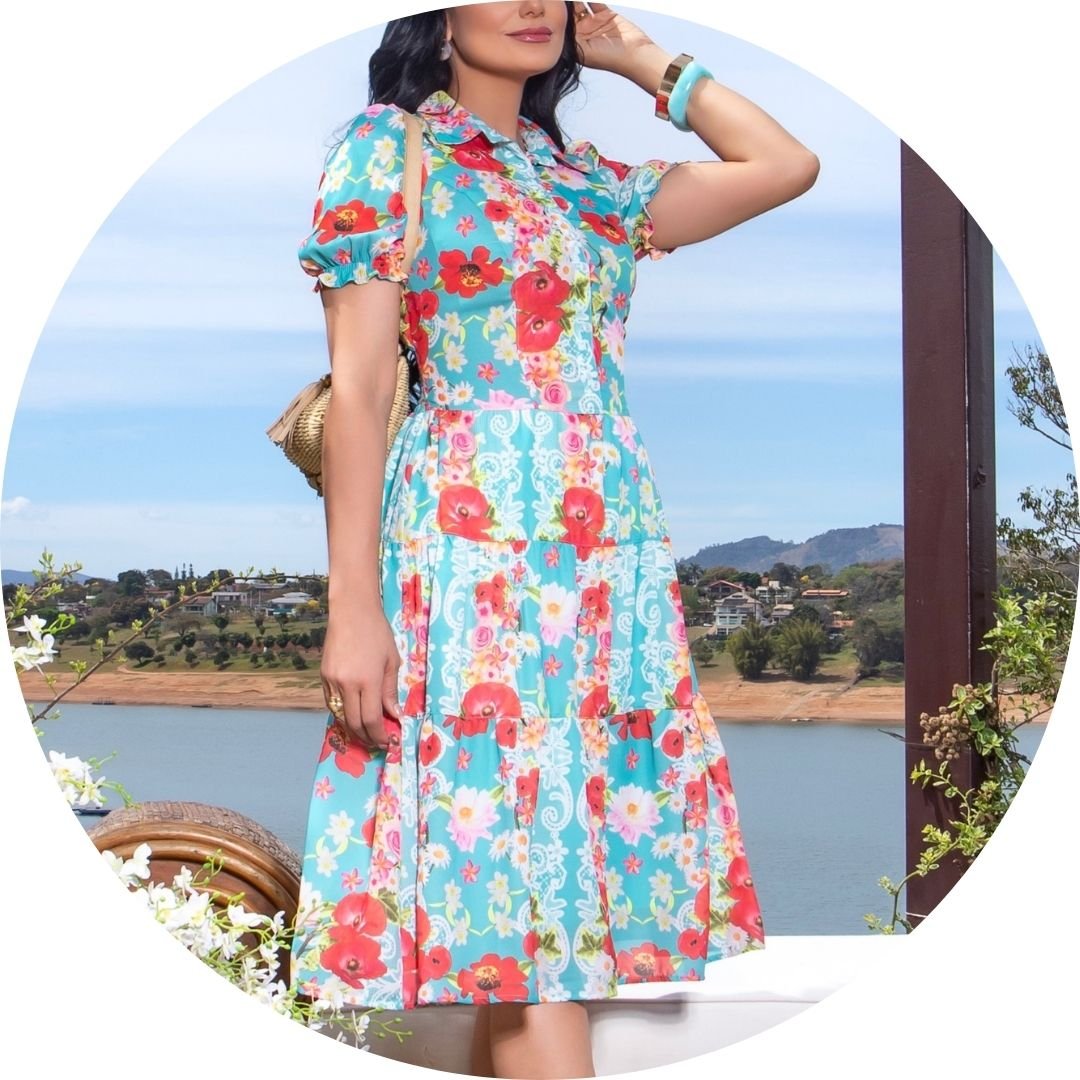 vestido floral completo